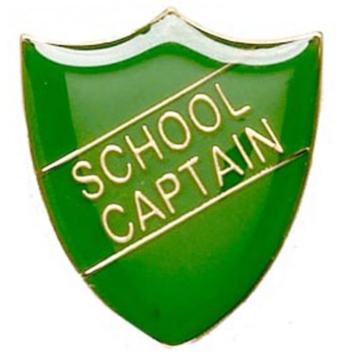 SCHOOL CAPTAIN SHIELD BADGE - 4 COLOURS - 22MM X 25MM
